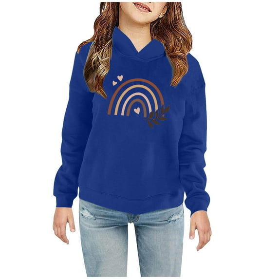 Odeerbi Kids Boys Girls Fleece Lined Sweatshirt Cute Print Hoodie Toddler Baby Children's 2025 Casual Christmas Print Sweatshirt For The Baby Gift Blue 6-7 Years