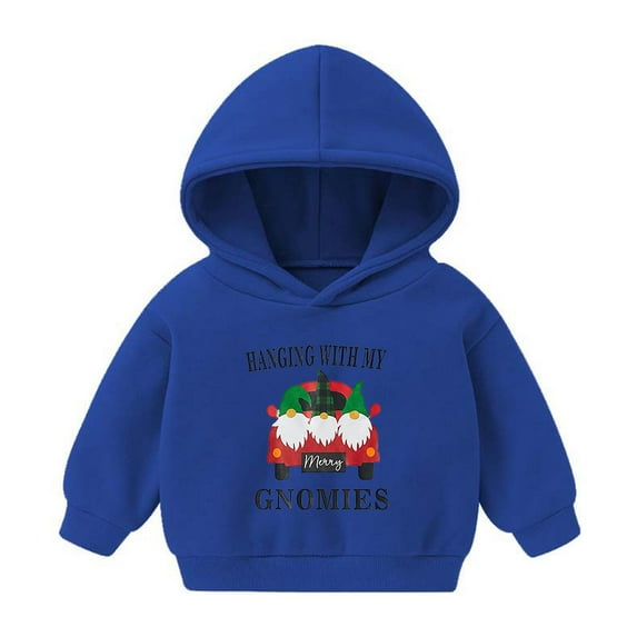 Odeerbi Kids Boys Girls Fleece Lined Sweatshirt Cute Print Hoodie Toddler Baby Children's 2025 Casual Christmas Print Sweatshirt For The Baby Gift Blue 6-7 Years