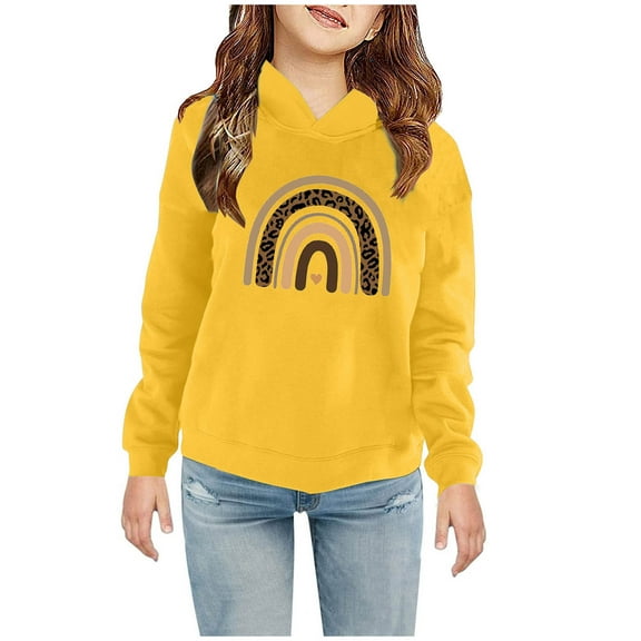 Odeerbi Kids Boys Girls Fleece Lined Sweatshirt Cute Print Hoodie Toddler Baby Children's 2025 Casual Christmas Print Sweatshirt For The Baby Gift Yellow 6-7 Years