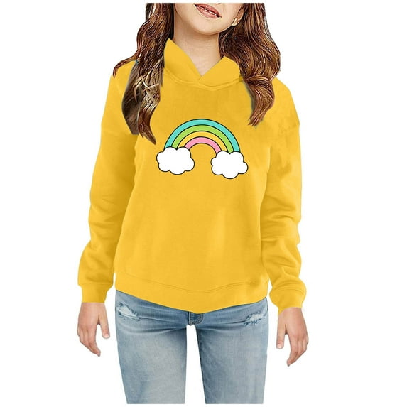 Odeerbi Kids Boys Girls Fleece Lined Sweatshirt Cute Print Hoodie Toddler Baby Children's 2025 Casual Christmas Print Sweatshirt For The Baby Gift Yellow 6-7 Years