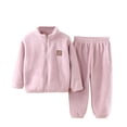 thumbnail image 1 of Odeerbi Kids Boys Girls Fleece Pajama Sets Fall Winter Thermal Pajamas Kids Solid Color Long Sleeve Plush Sleepwear Thickened Home Clothes Lounge Sets Kids Clothes Purple, 1 of 4