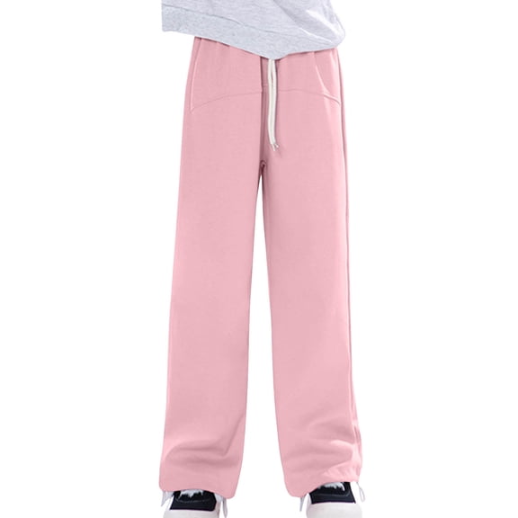 Odeerbi Kids Boys Girls Fleece Sweatpants Winter Warm Cotton Jogger Pants Children Solid Color Sports Workout Pants Quick Drying Athletic Pants Thin Outside Lantern Pants Pink