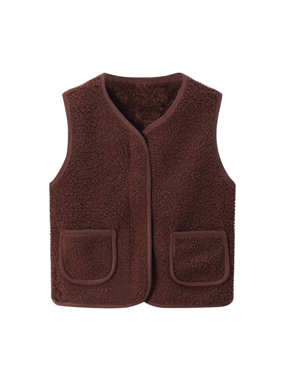 Toddler Boys Girls Fleece Vest Fall Winter Thermal Casual Warm Vest