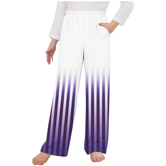 Odeerbi Kids Boys Girls Gradient Striped Pajama Pants Elastic Waist Sleepwear Bottoms Children Quick Drying Sports Pants Outside Lantern Pants Kids Clothes Purple