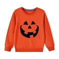 thumbnail image 1 of Odeerbi Kids Boys Girls Halloween Crewneck Sweatshirts Fall Winter Cotton Sweatshirt Kids Kids Cute Solid Color Halloween Print Long Sleeve Sweatshirts Top Kids Clothes Orange, 1 of 8