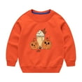 thumbnail image 1 of Odeerbi Kids Boys Girls Halloween Crewneck Sweatshirts Fall Winter Cotton Sweatshirt Kids Kids Cute Solid Color Halloween Print Long Sleeve Sweatshirts Top Kids Clothes Orange, 1 of 8
