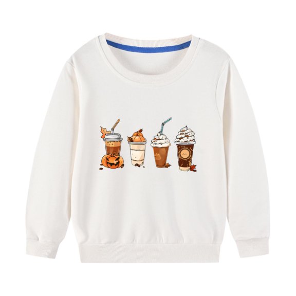 Odeerbi Kids Boys Girls Halloween Crewneck Sweatshirts Fall Winter Cotton Sweatshirt Kids Kids Cute Solid Color Halloween Print Long Sleeve Sweatshirts Top Kids Clothes White