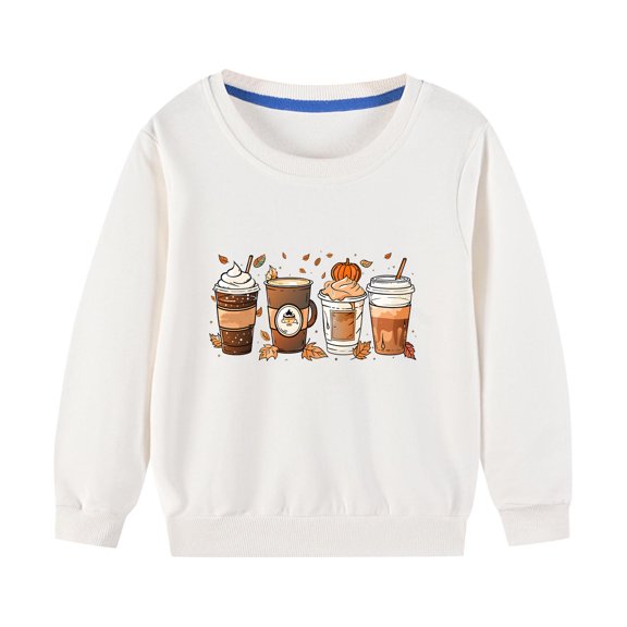 Odeerbi Kids Boys Girls Halloween Crewneck Sweatshirts Fall Winter Cotton Sweatshirt Kids Kids Cute Solid Color Halloween Print Long Sleeve Sweatshirts Top Kids Clothes White
