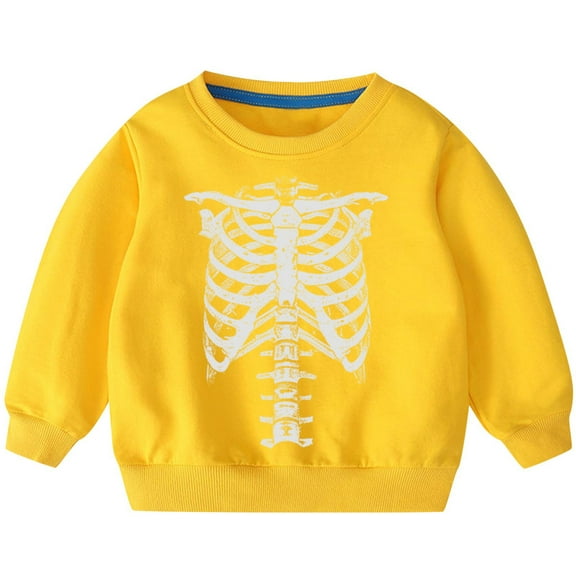Odeerbi Kids Boys Girls Halloween Crewneck Sweatshirts Fall Winter Cotton Sweatshirt Kids Kids Cute Solid Color Halloween Print Long Sleeve Sweatshirts Top Kids Clothes Yellow