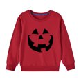 thumbnail image 1 of Odeerbi Kids Boys Girls Halloween Crewneck Sweatshirts Fall Winter Cotton Sweatshirt Kids Kids Cute Solid Color Halloween Print Long Sleeve Sweatshirts Top Kids Clothes Red, 1 of 5