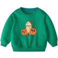 thumbnail image 1 of Odeerbi Kids Boys Girls Halloween Crewneck Sweatshirts Fall Winter Cotton Sweatshirt Kids Kids Cute Solid Color Halloween Print Long Sleeve Sweatshirts Top Kids Clothes Green, 1 of 8