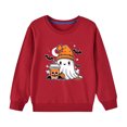 thumbnail image 1 of Odeerbi Kids Boys Girls Halloween Ghost Crewneck Sweatshirts Fall Winter Cotton Sweatshirt Kids Kids Cute Solid Color Halloween Print Long Sleeve Sweatshirts Top Kids Clothes Red, 1 of 6