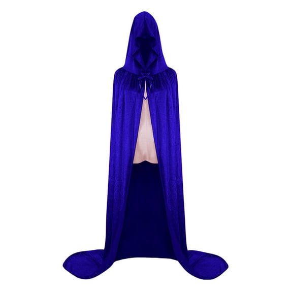 Odeerbi Kids Boys Girls Halloween Long Hooded Cape Cloak Solid Color Velvet Witch Robe for Dress Up