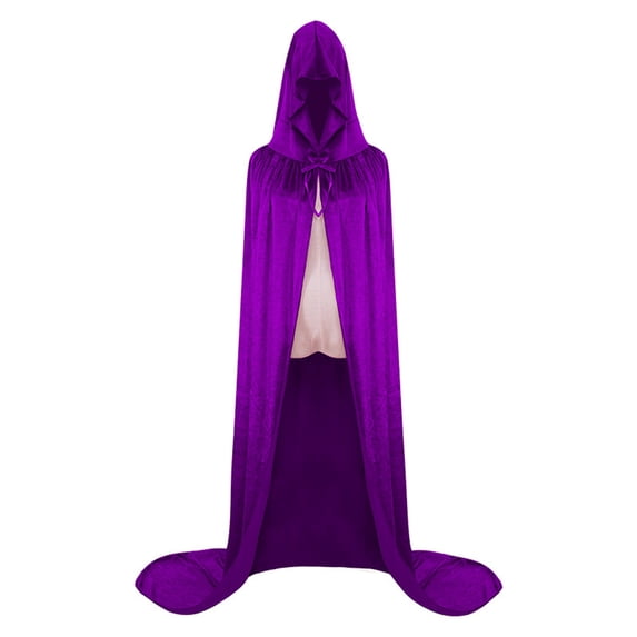 Odeerbi Kids Boys Girls Halloween Long Hooded Cape Cloak Solid Color Velvet Witch Robe for Dress Up