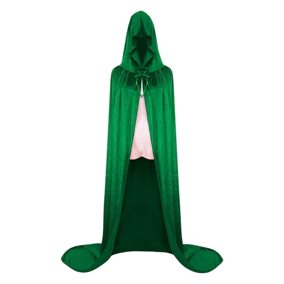 Odeerbi Kids Boys Girls Halloween Long Hooded Cape Cloak Solid Color Velvet Witch Robe for Dress Up