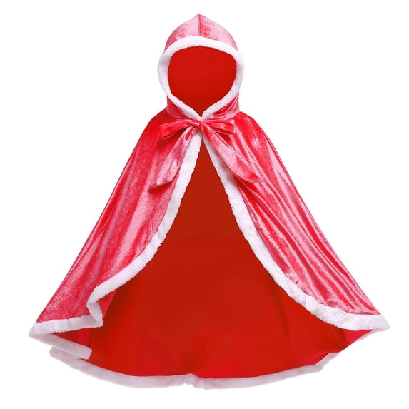 Odeerbi Kids Boys Girls Halloween Long Hooded Cape Cloak Velvet Solid Color Christmas Robe for Party Dress Up