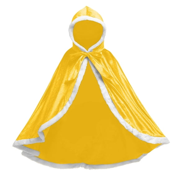 Odeerbi Kids Boys Girls Halloween Long Hooded Cape Cloak Velvet Solid Color Christmas Robe for Party Dress Up