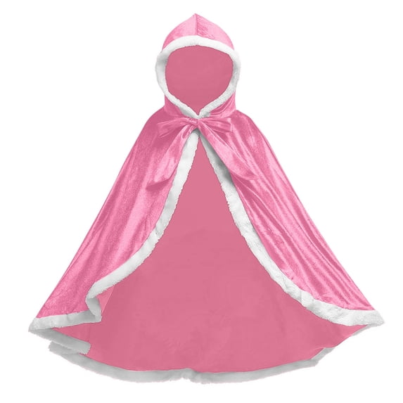 Odeerbi Kids Boys Girls Halloween Long Hooded Cape Cloak Velvet Solid Color Christmas Robe for Party Dress Up