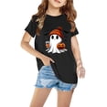 thumbnail image 1 of Odeerbi Kids Boys Girls Halloween T-shirt Kids Kids Halloween Ghost Print Shirt Fashion Cute Round Neck Short Sleeve Cotton Top Kids Clothes Black, 1 of 5