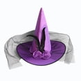 thumbnail image 1 of Odeerbi Kids Boys Girls Halloween Witch Hat Rose Tulle Wide Brim Pointed Tall Hat Party Dress Up Accessory, 1 of 7