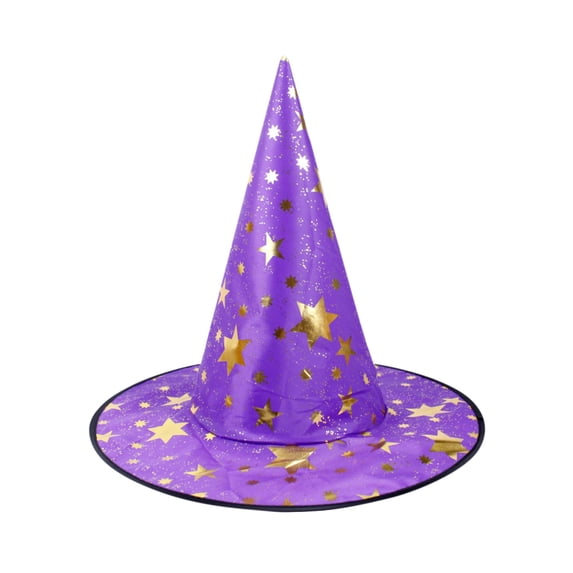 Odeerbi Kids Boys Girls Halloween Witch Hat Star Print Wide Brim Pointed Tall Hat Party Dress Up Accessory
