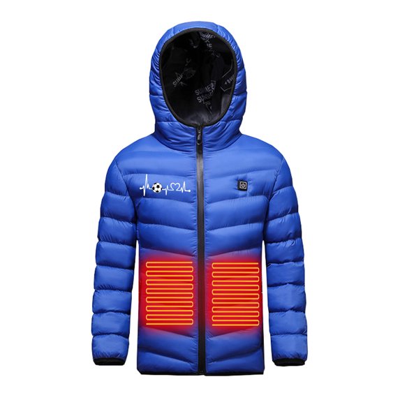 Odeerbi Kids Boys Girls Heated Jacket Kids Puffer Coat Children USB Intelligent Constant Temperature 3 Areas Heated Coat Plus Size Winter Windproof Heated Jacket Blue 6-7 Years