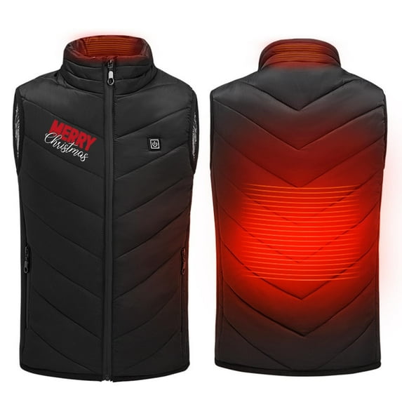 Odeerbi Kids Boys Girls Heated Vest Kids Puffer Vest Children USB Intelligent Constant Temperature 2 Areas Heated Jacket Solid Color Plus Size Winter Coat Black 8-9 Years without Power Bank