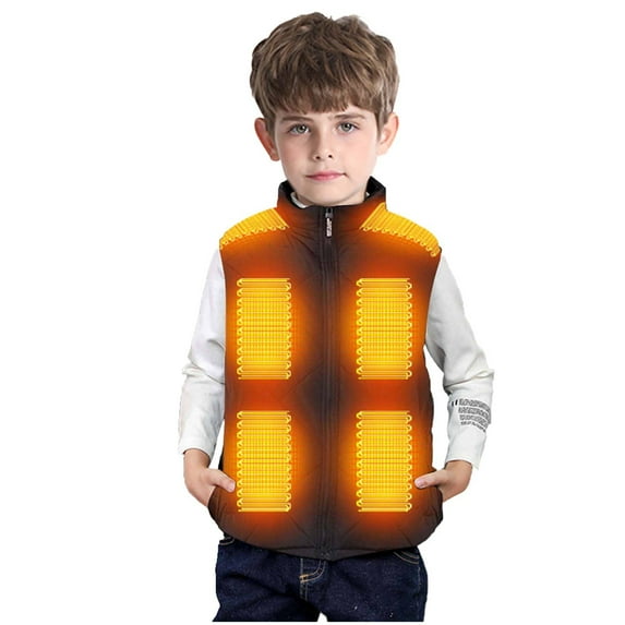 Odeerbi Kids Boys Girls Heated Vest Kids Puffer Vest Children Winter Warm Outwear Lightweight Thirteen Heating Zones For Usb Electric Heating Waistcoat Down Coat Black 10-11 Years without Power Bank