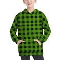 thumbnail image 1 of Odeerbi Kids Boys Girls Hoodies Plaid Pullover Hooded Sweatshirts Oversized Crewneck Hooded Sweatshirt Kids Fashion Long Sleeve Pullover Tops 4-14 Years Green, 1 of 6
