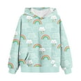 thumbnail image 1 of Odeerbi Kids Boys Girls Hoodies Printed Pullover Hooded Sweatshirts Children's Rainbow Pattern Printed Long Sleeve Round Neck Hooded Sweatshirt Green, 1 of 3