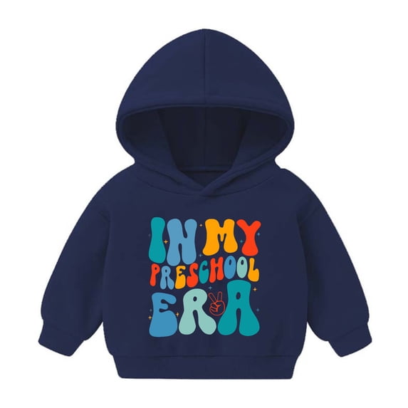 Odeerbi Kids Boys Girls Hoodies Printed Pullover Hooded Sweatshirts Fashion Casual Long Sleeve Printing Hooded Sweatshirt Tops Navy