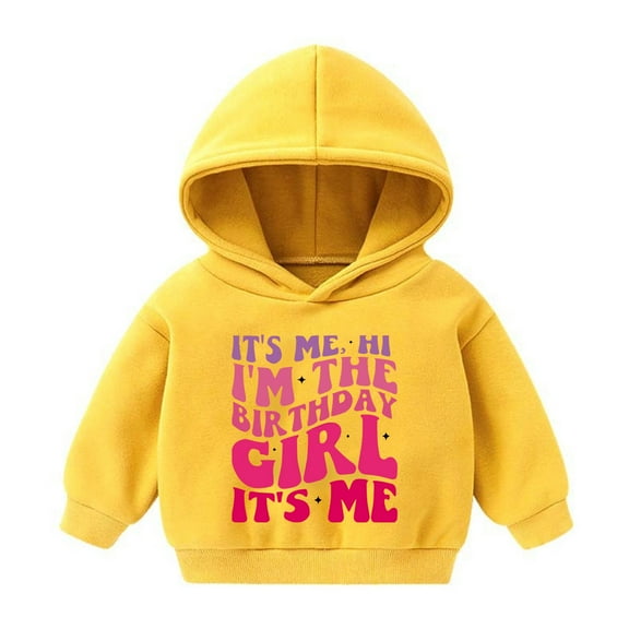 Odeerbi Kids Boys Girls Hoodies Printed Pullover Hooded Sweatshirts Fashion Casual Long Sleeve Printing Hooded Sweatshirt Tops Yellow
