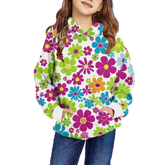 Odeerbi Kids Boys Girls Hoodies Printed Pullover Hooded Sweatshirts Oversized Crewneck Hooded Sweatshirt Kids Fashion Long Sleeve Pullover Tops 4-14 Years Multicolor-3