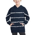 thumbnail image 1 of Odeerbi Kids Boys Girls Hoodies Striped Pullover Hooded Sweatshirts Oversized Crewneck Hooded Sweatshirt Kids Fashion Long Sleeve Pullover Tops 4-14 Years Navy, 1 of 6