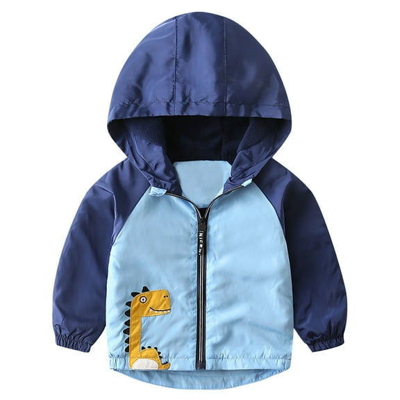 Odeerbi Kids Boys Girls Lined Softshell Jacket Dinosaur Print Windproof Waterproof Windbreaker Fashion Winter Warm Casual Long Sleeve Hooded Technical Jacket Thick Coat Light Blue
