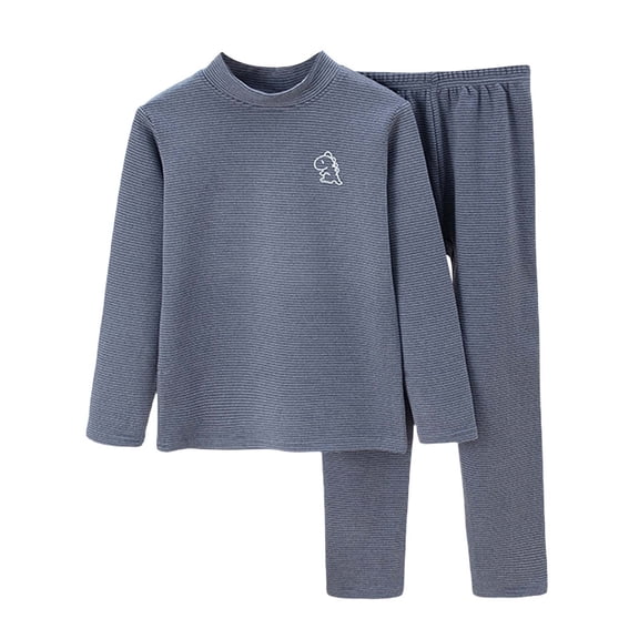 Odeerbi Kids Boys Girls Long Johns Fleece Lined Thermal Underwear Set Base Layer Set Children's Baby Winter Mock Neck Padded Pajamas Tops Pants Set Home Clothing Dark Gray