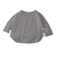 thumbnail image 1 of Odeerbi Kids Boys Girls Long Sleeve Cotton Shirt Fall Winter Base Layer Solid Color Undershirt Baby Children's Cotton T-shirt Bottoming Shirt Round Neck Top Gray, 1 of 4