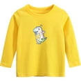 thumbnail image 1 of Odeerbi Kids Boys Girls Long Sleeve Cotton Shirt Fall Winter Dinosaur Base Layer Undershirt Fashion Casual Tops Printing Bottoming Shirt Yellow, 1 of 4
