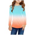 thumbnail image 1 of Odeerbi Kids Boys Girls Long Sleeve Shirt Fall Winter Base Layer Gradient Undershirt Cute Print Shirts Crewneck Tops Dressy Casual Blouses Kids Clothes Blue, 1 of 7