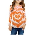 thumbnail image 1 of Odeerbi Kids Boys Girls Long Sleeve Shirt Fall Winter Base Layer Tie-dye Undershirt Cute Print Shirts Crewneck Tops Dressy Casual Blouses Kids Clothes Orange, 1 of 6