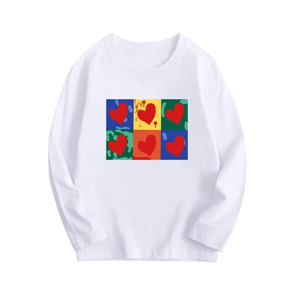 Odeerbi Kids Boys Girls Long Sleeve T-Shirts Fall Winter Cotton Basic Layering T-Shirt Cartoon Print Basic Tees Children Fashion Casual Tops Kids Clothes White