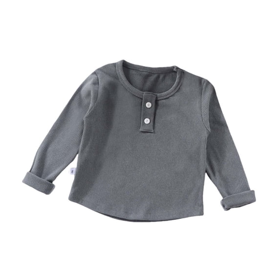 Odeerbi Kids Boys Girls Long Sleeve Rib Knit Basic Layering T-shirt Kids Winter Thermal Round Neck Ribbed T-shirt