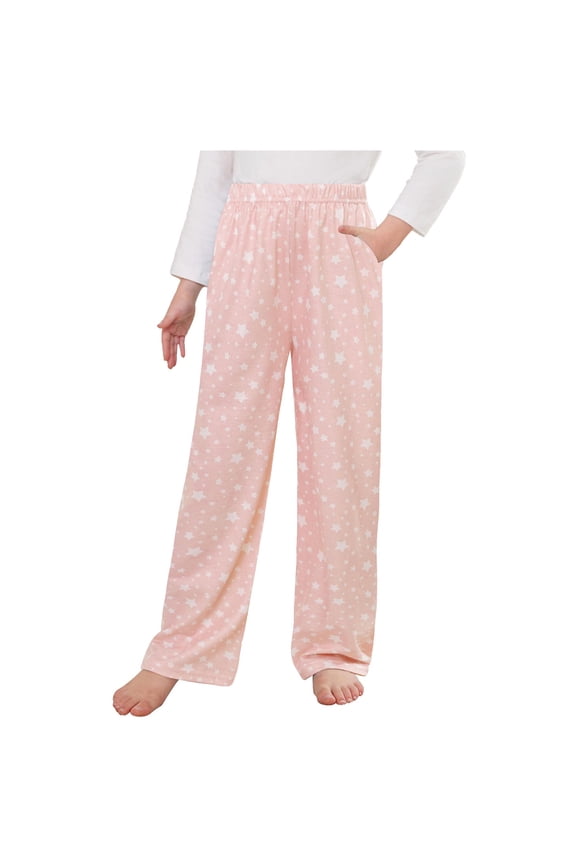 Kids Boys Girls Pajama Pants Cartoon Printed Sleepwear Bottoms Children Outside Sports Pants Quick Drying Pants Wearing Lantern Pants Pink