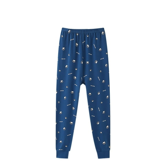 Odeerbi Kids Boys Girls Pajama Pants Cotton Thermal Bottoms Children's Cartoon Print Warm Pants Loose Fitting Home Sleeping Pants Leggings Navy