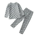 thumbnail image 1 of Odeerbi Kids Boys Girls Plaid Pajama Sets Fall Winter Thermal Underwear Set Kids Cute Warm Pajamas Velvet Long Johns Full Print Base Layer Set Home Loungewear Kids Clothes Gray, 1 of 3