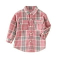 thumbnail image 1 of Odeerbi Kids Boys Girls Plaid Shacket Jacket Wool Coat Children's Clothing 2025 Long Sleeve Plaid Top Coat Hot Pink 6-7 Years, 1 of 3
