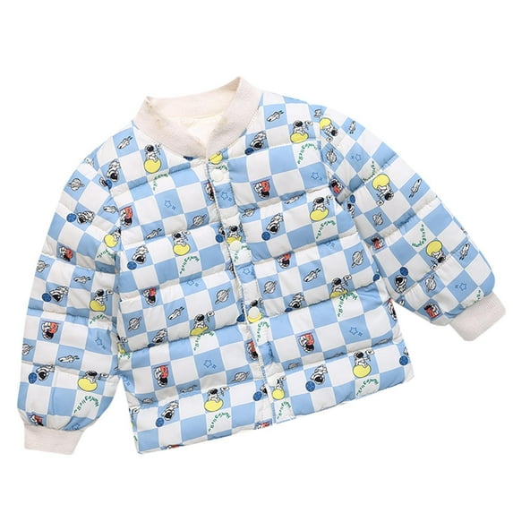 Odeerbi Kids Boys Girls Puffer Jacket Winter Coats Padded Coat Fashion Children Casual Heavy Coat Long Sleeve Turndown Neck Cotton Clothing Down Jacket Light Blue