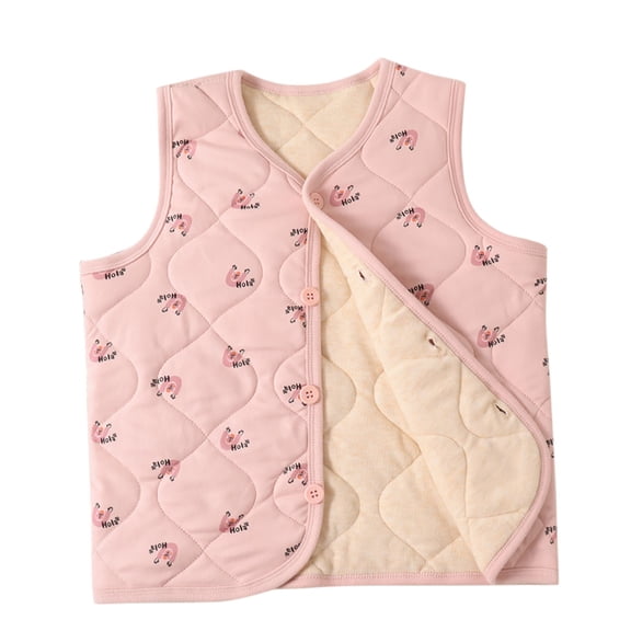 Odeerbi Kids Boys Girls Quilted Puffer Vest Fall Winter Thermal Gilet Down Vest Children's Single Breasted Thick Fleece Warm Sleeveless Jacket Coat Kids Clothes Pink
