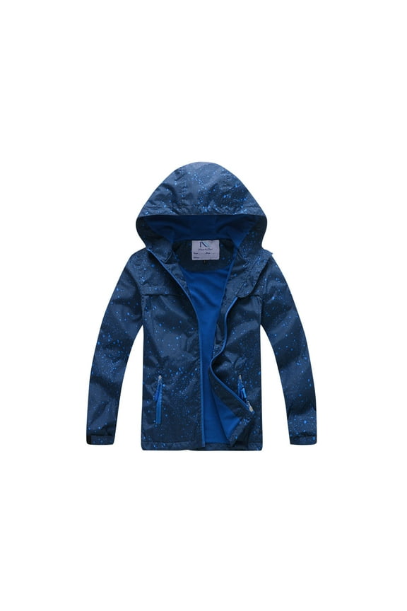 Kids Boys Girls Softshell Jacket Fall Winter Windproof Waterproof Windbreaker Solid Color Warm Long Sleeve Hooded Technical Jacket Kids Outdoor Outerwear Kids Clothes Navy