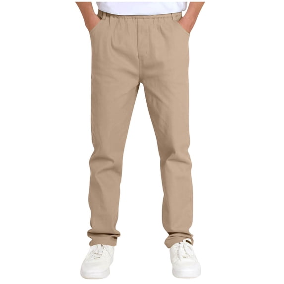 Odeerbi Kids Boys Girls Suit Pants Elastic Waist Solid Color School Uniform Dress Pants with Pockets